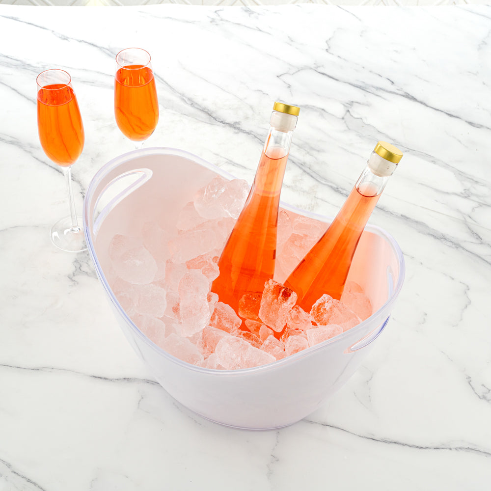 Bar Lux 7.4 qt Oval Frosted Champagne / Wine Bucket - 13 3/4" x 9 3/4" x 10 1/2" - 10 count box