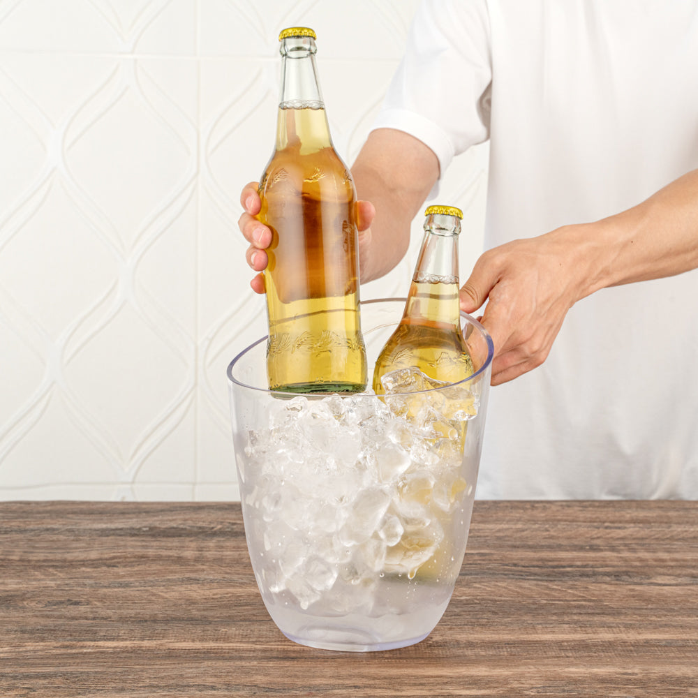 Bar Lux 3.2 qt Round Clear Plastic Champagne / Wine Bucket - 9 1/4" x 7 1/2" x 7 3/4" - 10 count box