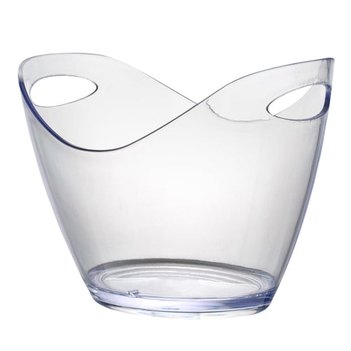 Bar Lux 3.7 qt Oval Clear Plastic Champagne Wine Bucket - 10 1/2" x 8" x 7 3/4" - 10 count box