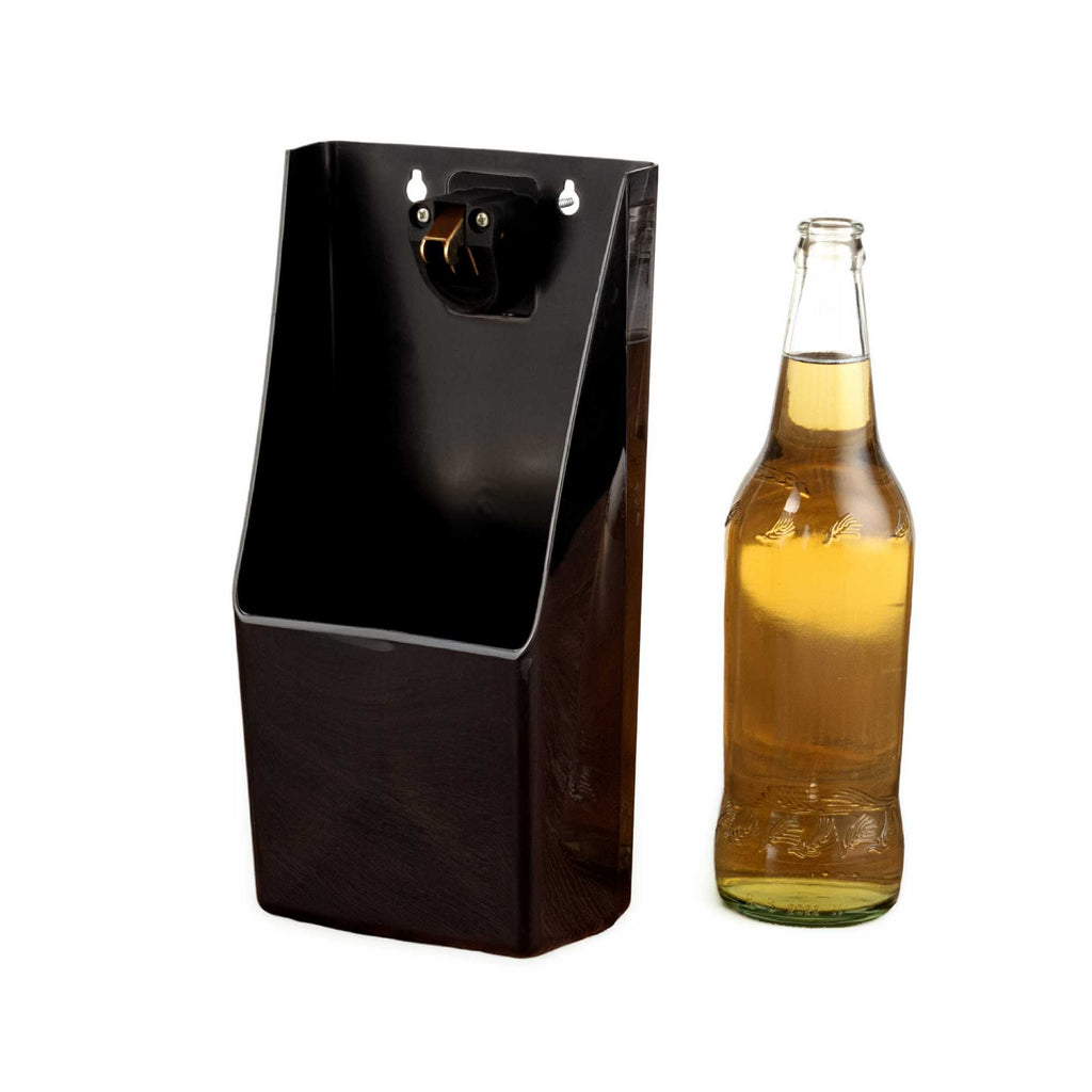 Bar Lux Black Bottle Cap Catcher - with Bottle Opener - 8 1/4" x 5 1/2" x 3" - 1 count box