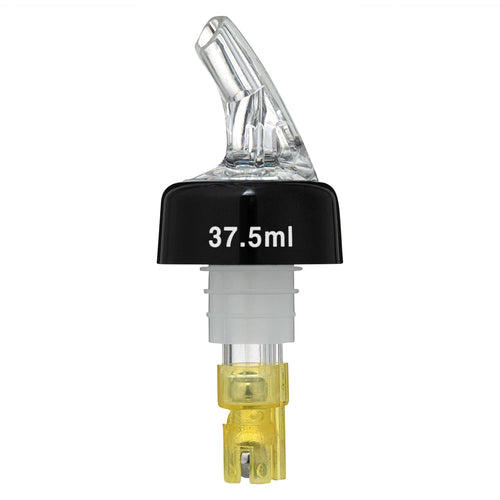 Bar Lux 1.5 oz Yellow Plastic Measured Liquor Pourer - with Collar, Clear Spout - 1 1/2" x 1 1/2" x 3 3/4" - 10 count box