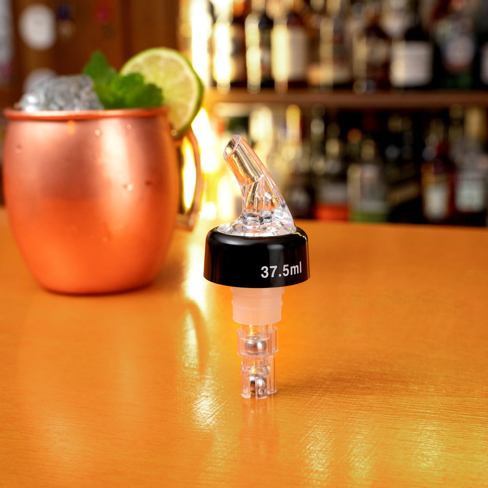 Bar Lux 1 oz Clear Plastic Measured Liquor Pourer - with Collar - 1 1/2" x 1 1/2" x 3 3/4" - 10 count box