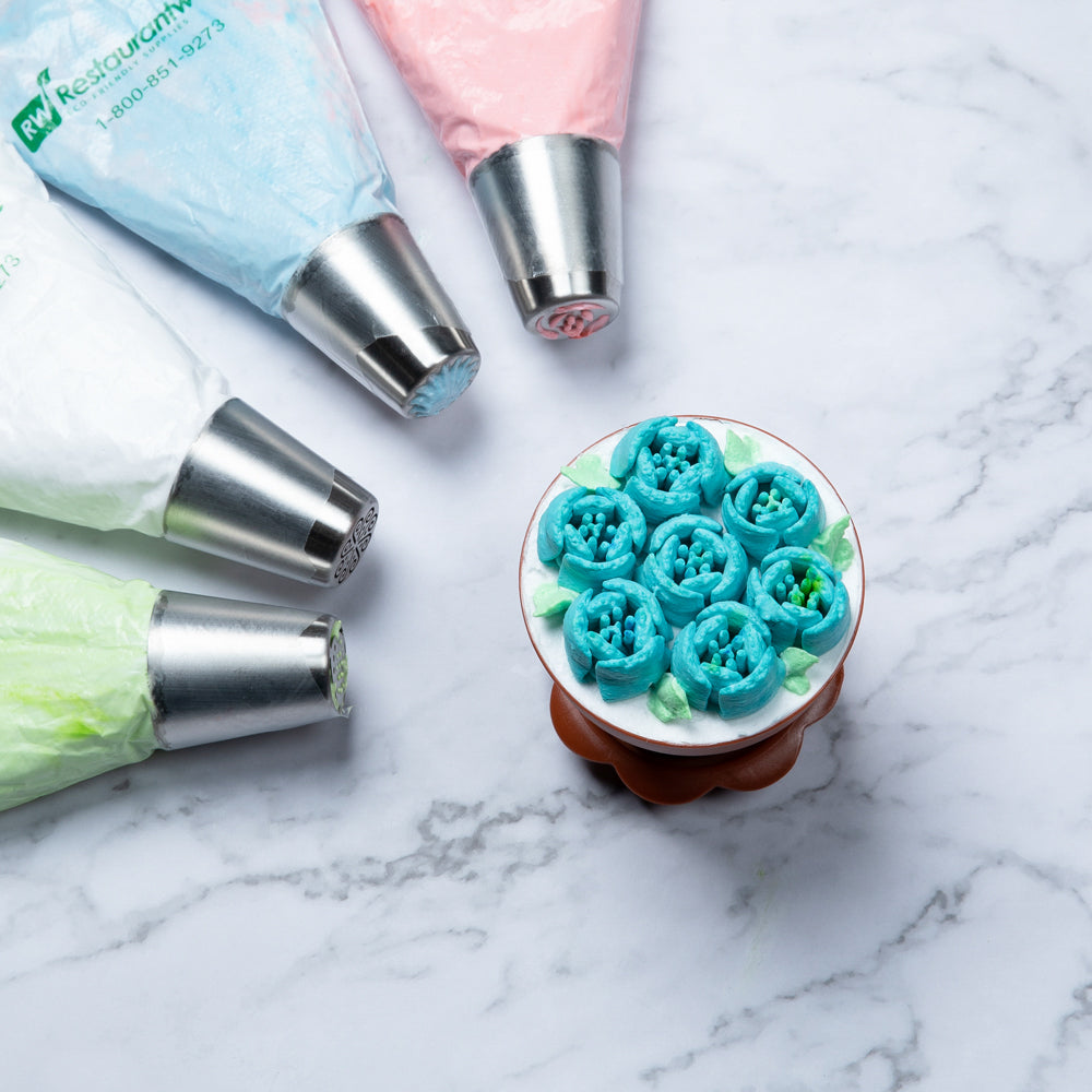 Pastry Tek Stainless Steel #49 Russian Piping Tip - 1 1/2" x 1 1/2" x 1 3/4" - 1 count box