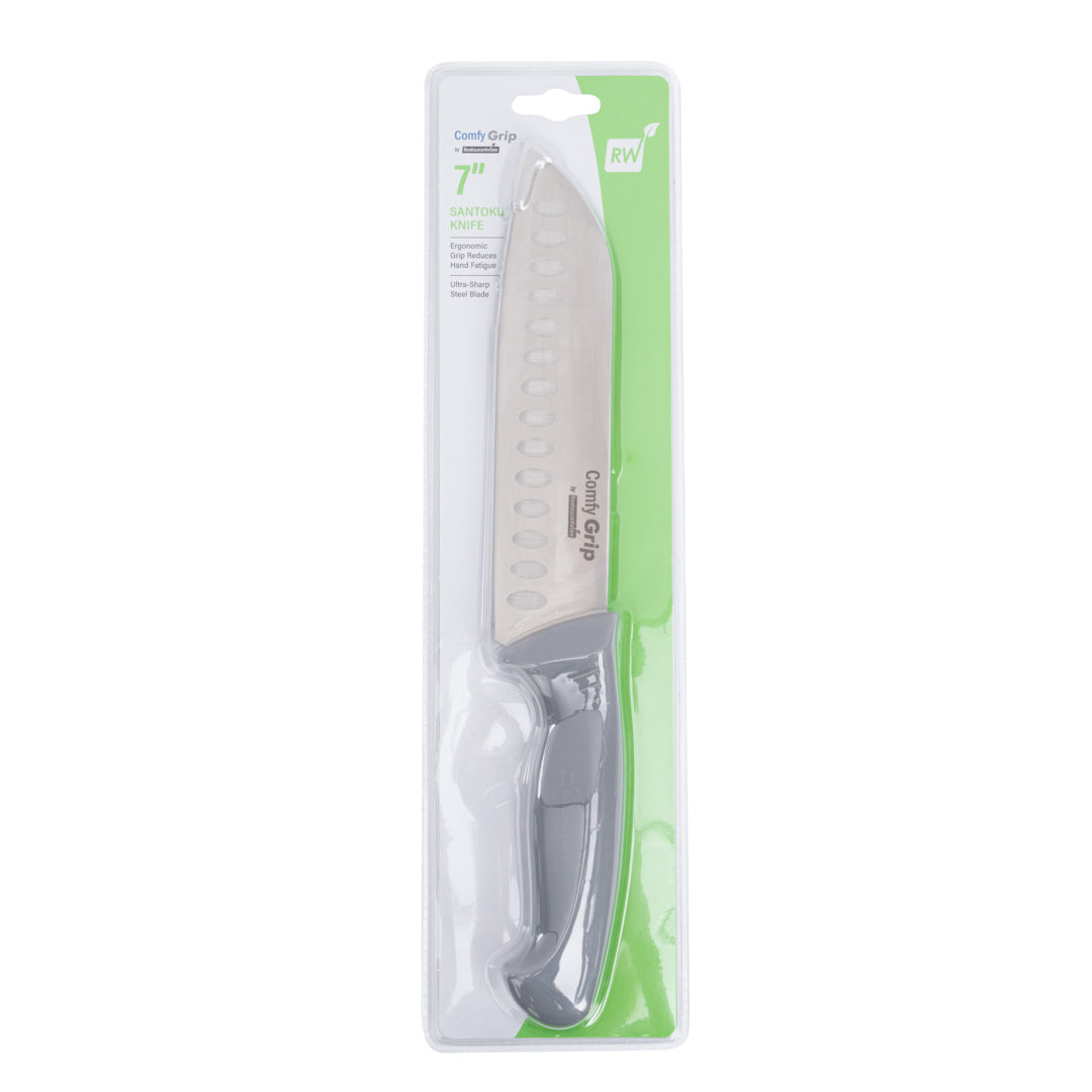 Comfy Grip Gray Stainless Steel 7" Santoku Knife - 1 count box