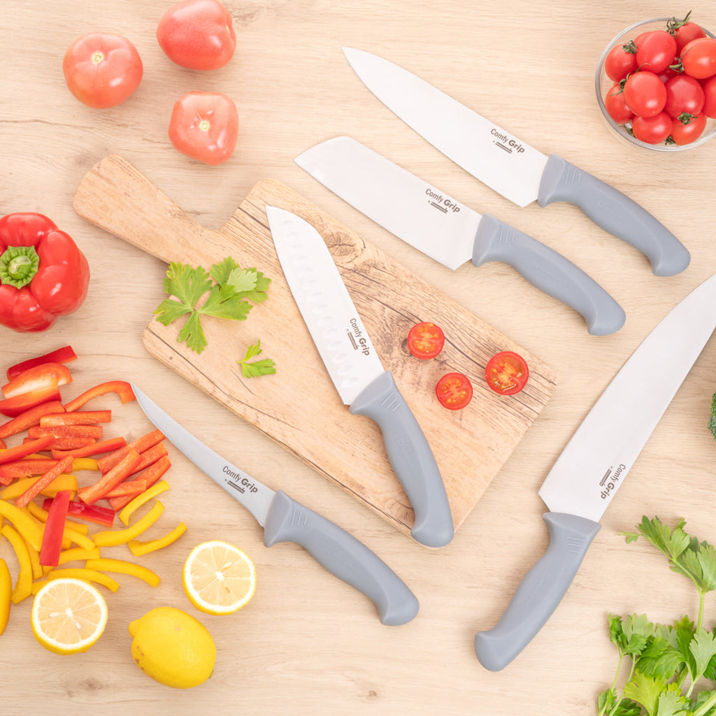 Comfy Grip Gray Stainless Steel 7" Santoku Knife - 1 count box