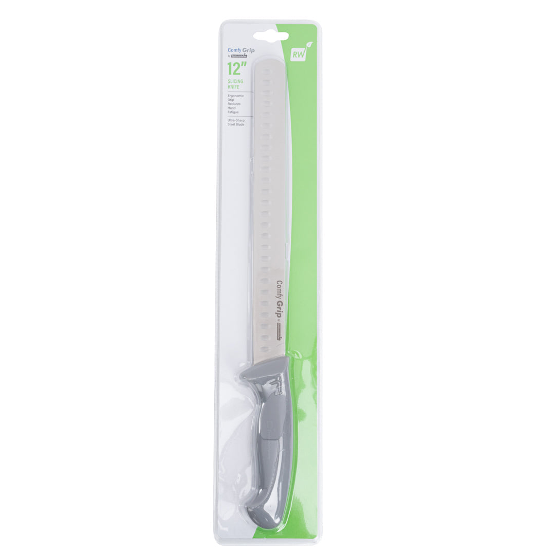 Comfy Grip Gray Stainless Steel 12" Slicing Knife - 1 count box