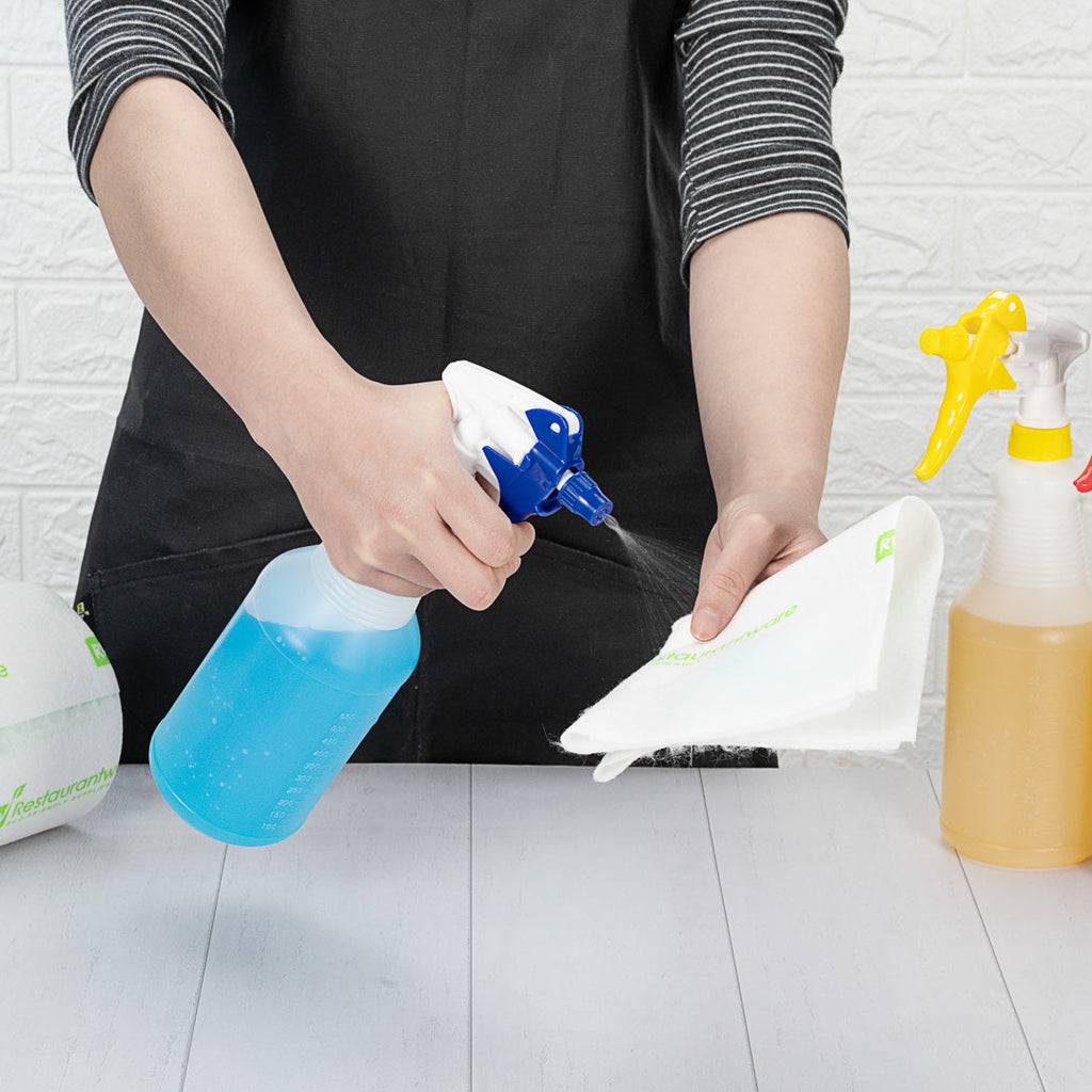 RW Clean Assorted 25 oz Plastic Spray Bottle Set - Includes 4 Bottles, Adjustable Nozzle - 4 count box
