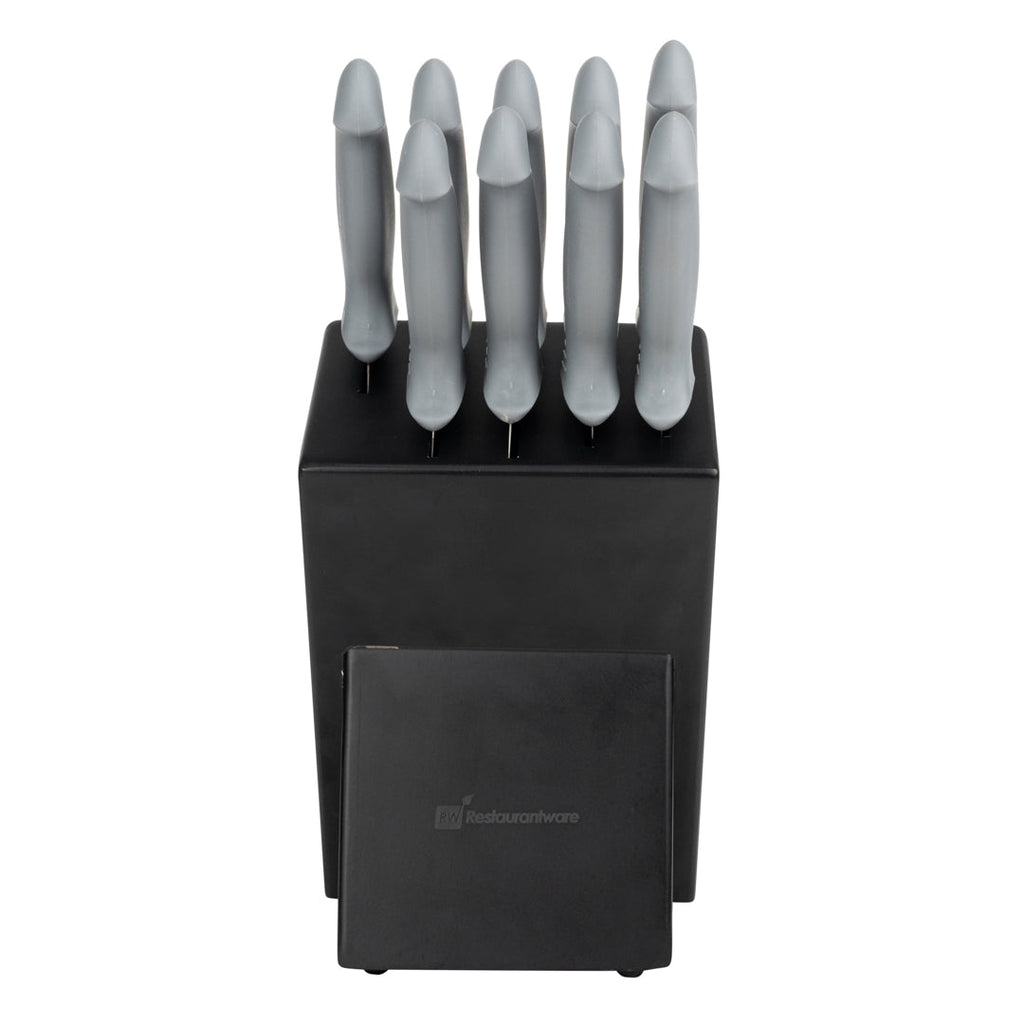Comfy Grip Gray Stainless Steel 9-Piece Knife Set - with Holder - 1 count box