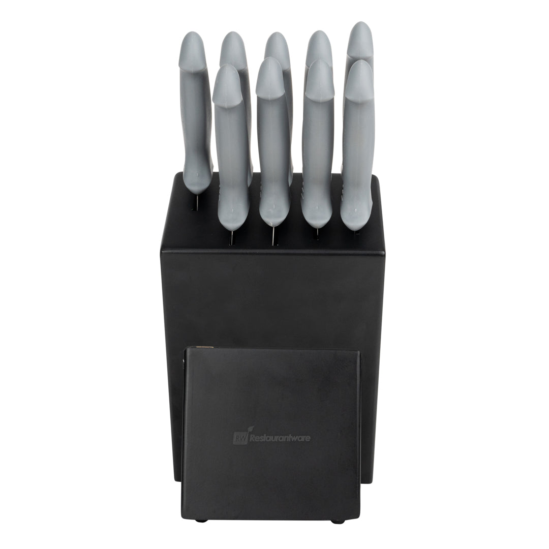 Comfy Grip Gray Stainless Steel 9-Piece Knife Set - with Holder - 1 count box