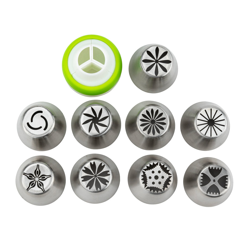 Pastry Tek Stainless Steel Russian Piping Tip Decorating Set - 20-Piece - 1 count box