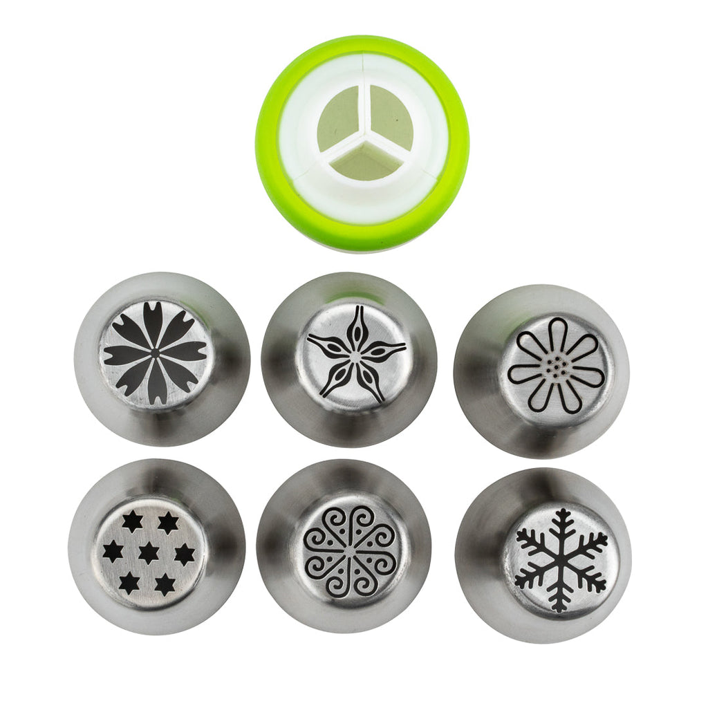 Pastry Tek Stainless Steel Russian Piping Tip Set - 17-Piece - 1 count box