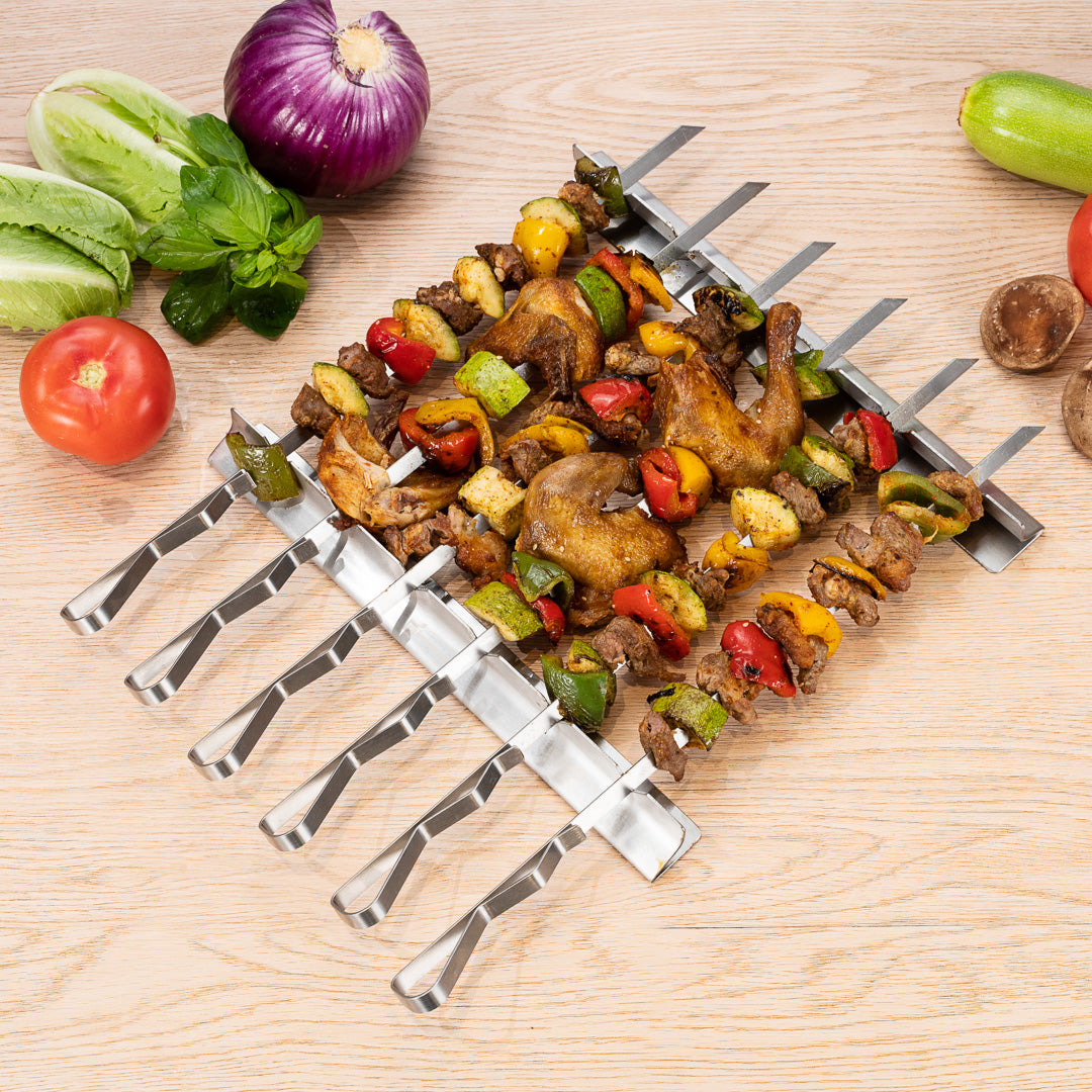 Met Lux Stainless Steel Barbecue / Shish Kabob Skewer Set - 8-Piece - 17" - 1 count box