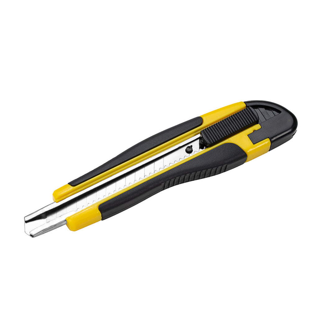 Handy Tek Yellow Snap Off Blade Knife - Anti-Slip Handle - 5 1/4"" - 4 count box