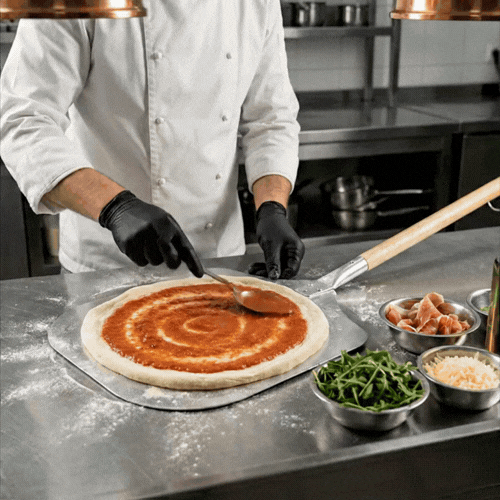 Met Lux Aluminum Pizza Peel - with 21" Wooden Handle - 12" x 14" - 1 count box