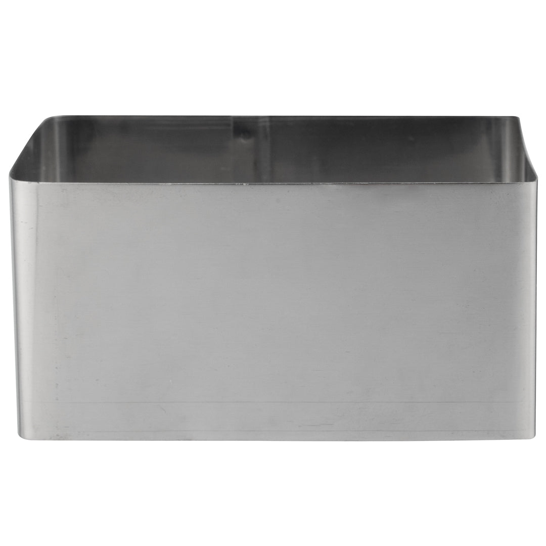 Pastry Tek Rectangle Stainless Steel Pastry Ring Mold - with Press - 3" x 2 1/4" x 1 1/2" - 1 count box