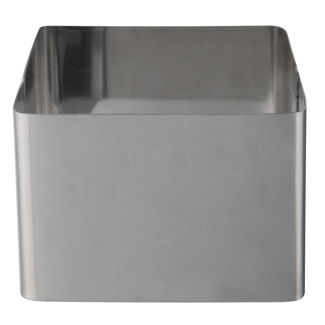 Pastry Tek Rectangle Stainless Steel Pastry Ring Mold - with Press - 3" x 2 1/4" x 1 1/2" - 1 count box
