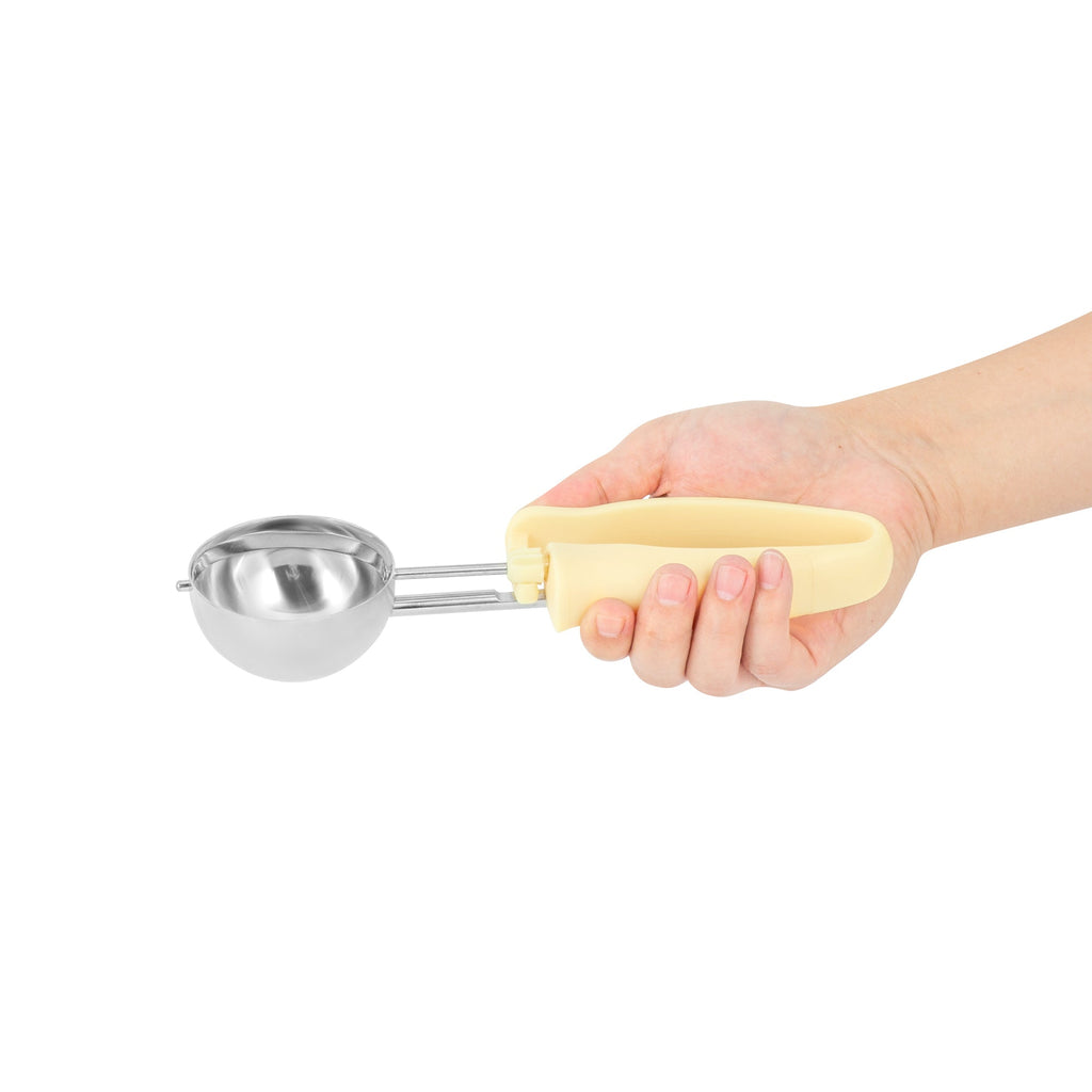 Comfy Grip 3 oz Stainless Steel #10 Portion Scoop - with Ivory Ambidextrous Handle - 1 count box
