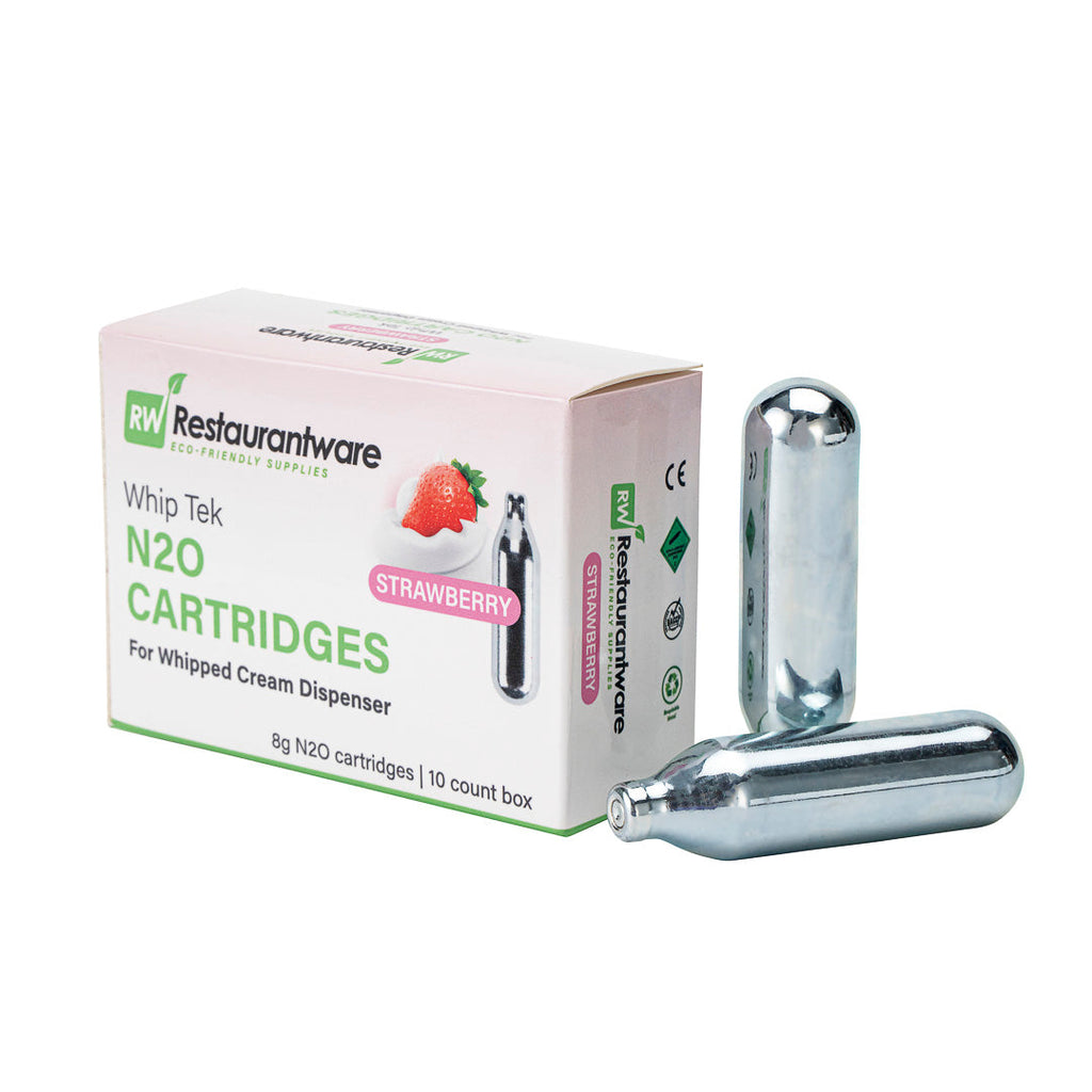 Whip Tek Strawberry 8g N2O Cartridge - for Whipped Cream Dispenser - 10 count box