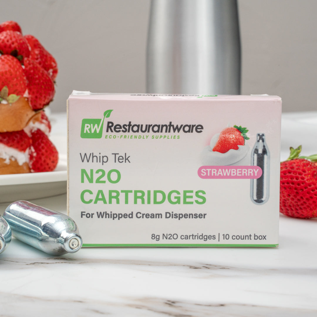 Whip Tek Strawberry 8g N2O Cartridge - for Whipped Cream Dispenser - 100 count box