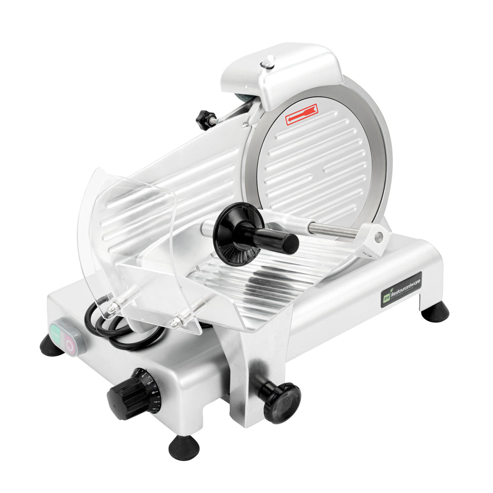 Hi Tek Stainless Steel Manual Gravity Feed Meat Slicer - 1/4hp - 8 1/2" - 1 count box