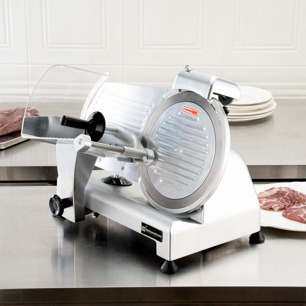 Hi Tek Stainless Steel Manual Gravity Feed Meat Slicer - 1/4hp - 8 1/2" - 1 count box