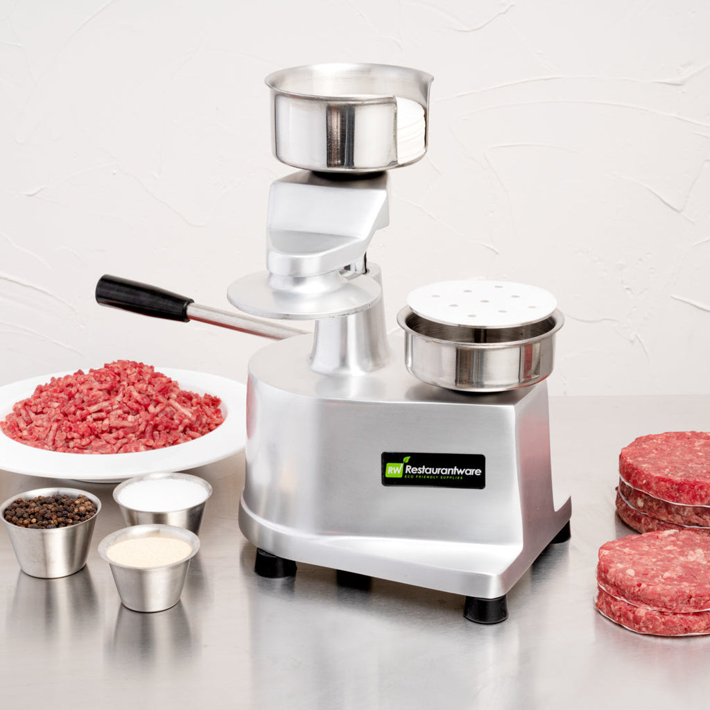 Hi Tek Stainless Steel 4" Hamburger Patty Molding Press - 1/4 lb, with Handle - 1 count box