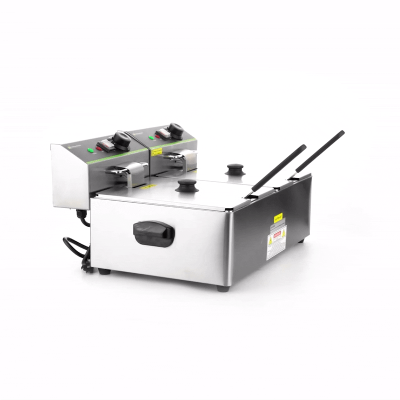 Hi Tek Stainless Steel Electric Deep Fryer - 20lb Dual Tank, 120V, 3500W - 1 count box