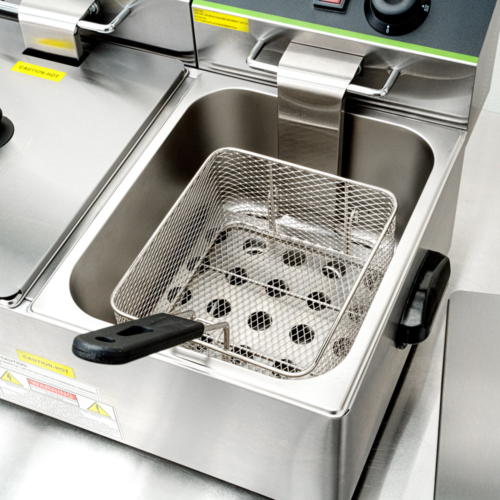 Hi Tek Stainless Steel Electric Deep Fryer - 20lb Dual Tank, 120V, 3500W - 1 count box