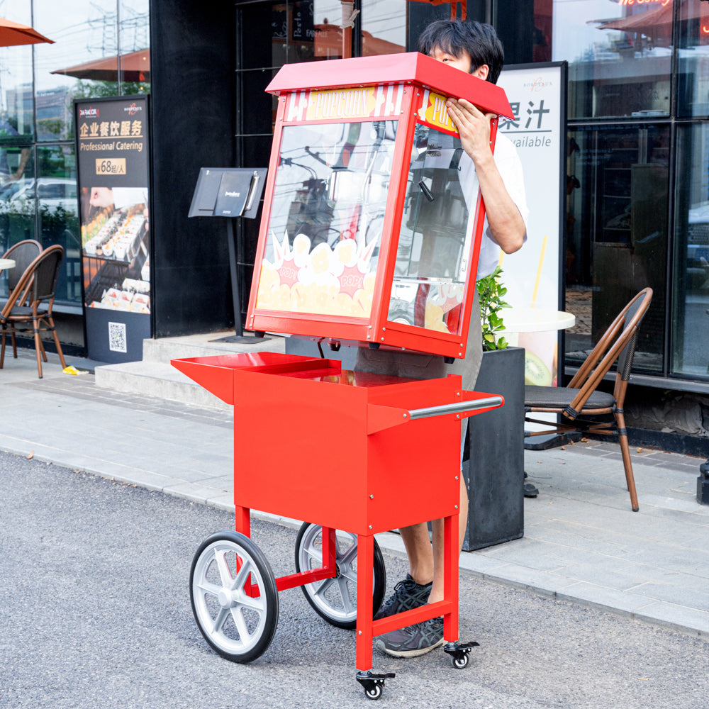 Hi Tek Red Stainless Steel Cart - For 8 oz Popcorn Machine - 1 count box