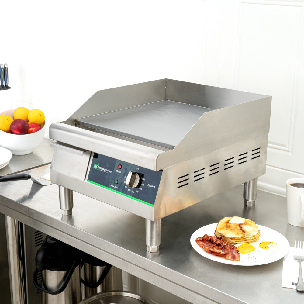 Hi Tek Stainless Steel Electric Countertop Griddle - 120V, 1750W - 16" - 1 count box