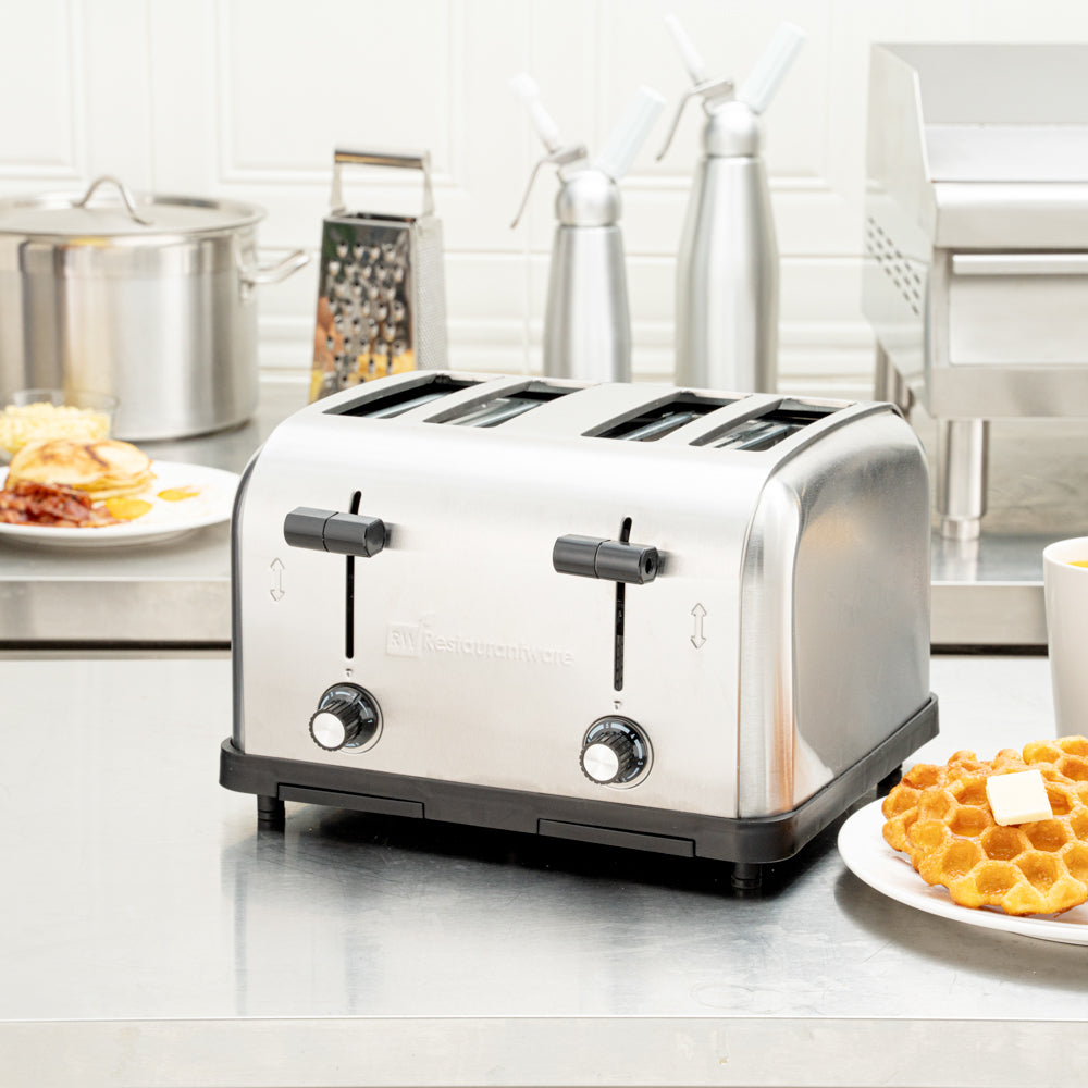 Hi Tek Stainless Steel Commercial Toaster - 4-Slice, 1 1/2" Slots, 120V - 1 count box