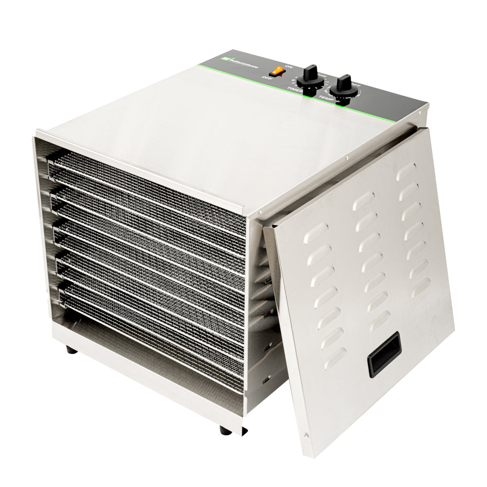Hi Tek Stainless Steel 10-Tray Food Dehydrator - Removable Door, 120V, 1000W - 1 count box