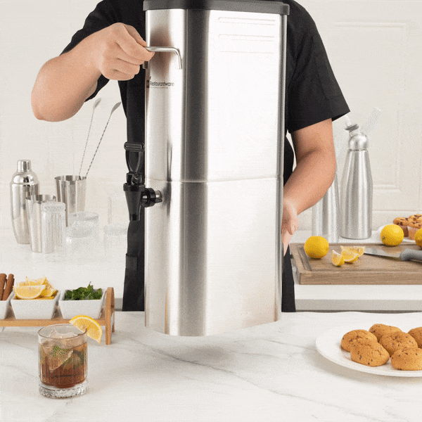 Bev Tek 3 gal Silver 13/0 Stainless Steel Iced Tea Dispenser - 11" x 6 1/2" x 20 3/4" - 1 count box
