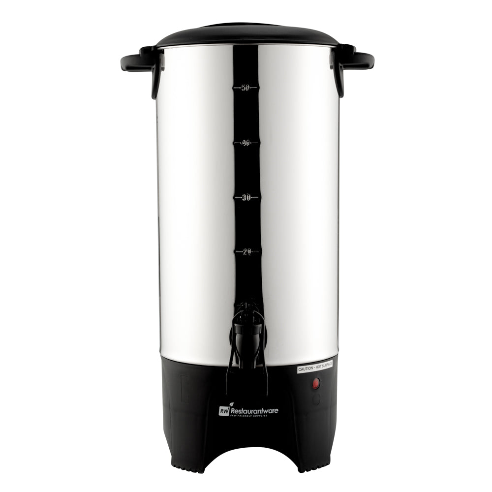 Restpresso 230 oz Silver 13/0 Stainless Steel Coffee Urn - 1000W, 46 Cup - 7 1/2" x 7 1/2" x 18" - 1 count box