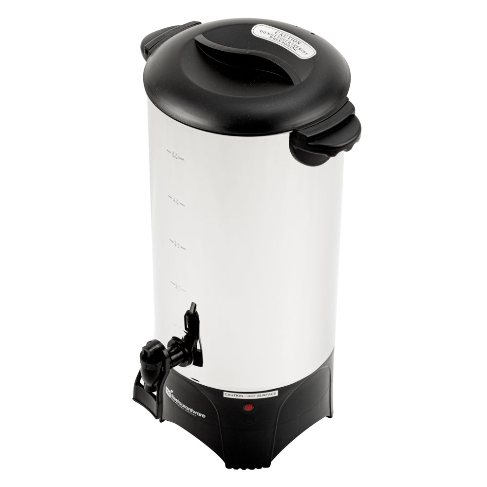 Restpresso 230 oz Silver 13/0 Stainless Steel Coffee Urn - 1000W, 46 Cup - 7 1/2" x 7 1/2" x 18" - 1 count box