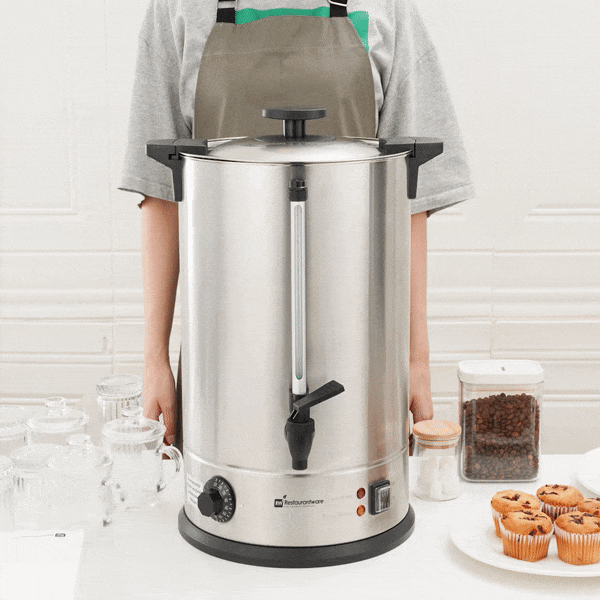 Restpresso 5 gal Silver 13/0 Stainless Steel Coffee Urn - 128 Cup - 11 1/2" x 11 1/2" x 19 1/2" - 1 count box