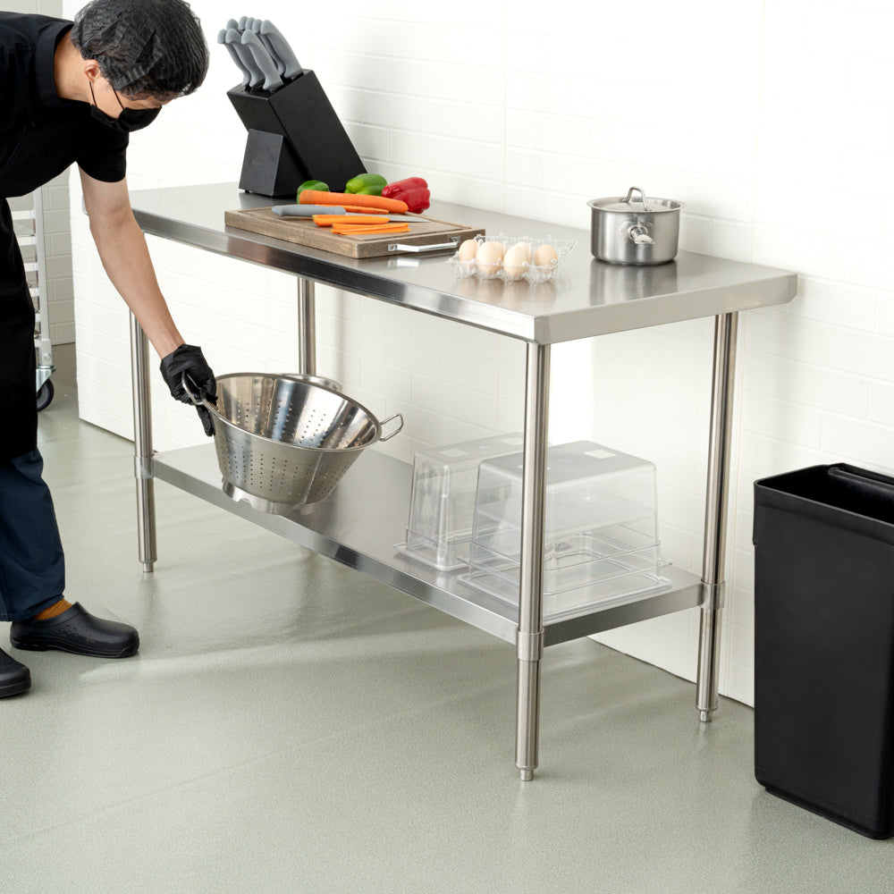 Kitchen Tek 16-Gauge 304 Stainless Steel Commercial Work Table - Medium Duty, Galvanized Legs, Undershelf - 24" x 60" - 1 count box