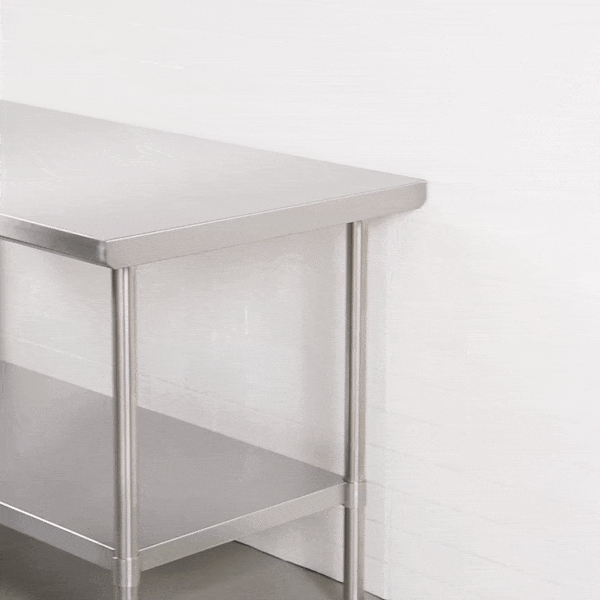 Kitchen Tek 16-Gauge 304 Stainless Steel Commercial Work Table - Medium Duty, Galvanized Legs, Undershelf - 30" x 60" - 1 count box