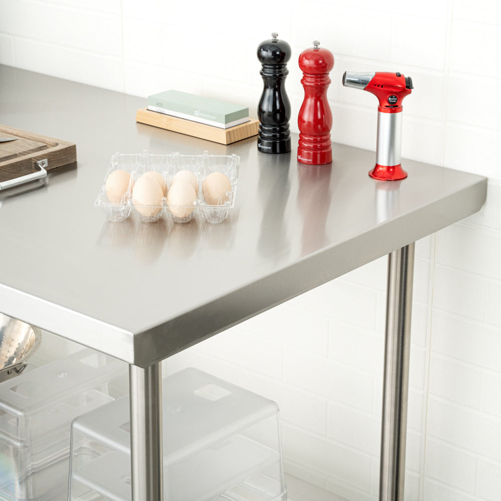 Kitchen Tek 16-Gauge 304 Stainless Steel Commercial Work Table - Medium Duty, Galvanized Legs, Undershelf - 30" x 60" - 1 count box