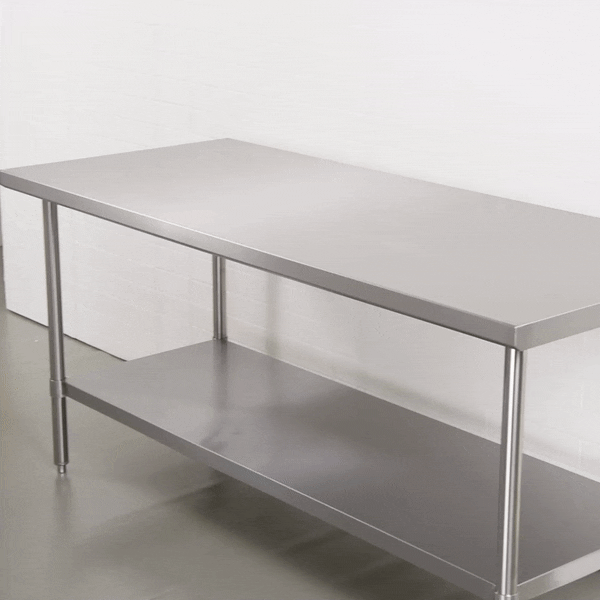 Kitchen Tek 16-Gauge 304 Stainless Steel Commercial Work Table - Medium Duty, Galvanized Legs, Undershelf - 30" x 72" - 1 count box