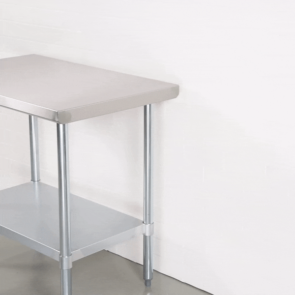 Kitchen Tek 18-Gauge 304 Stainless Steel Commercial Work Table - Heavy Duty, Galvanized Legs, Undershelf - 24" x 36" - 1 count box