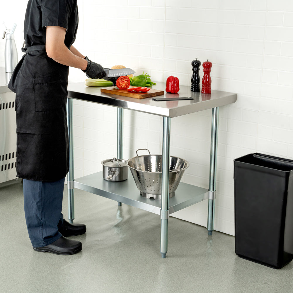 Kitchen Tek 18-Gauge 304 Stainless Steel Commercial Work Table - Heavy Duty, Galvanized Legs, Undershelf - 24" x 36" - 1 count box