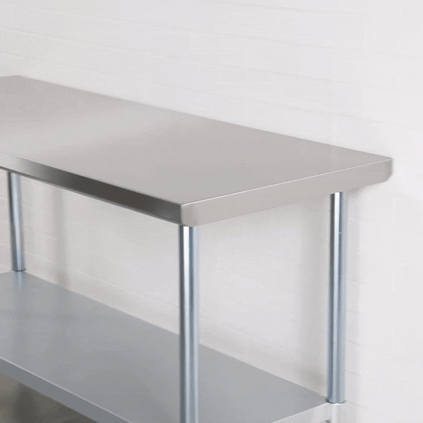 Kitchen Tek 18-Gauge 304 Stainless Steel Commercial Work Table - Heavy Duty, Galvanized Legs, Undershelf - 24" x 60" - 1 count box