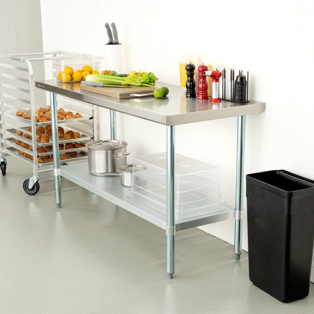 Kitchen Tek 18-Gauge 304 Stainless Steel Commercial Work Table - Heavy Duty, Galvanized Legs, Undershelf - 24" x 60" - 1 count box