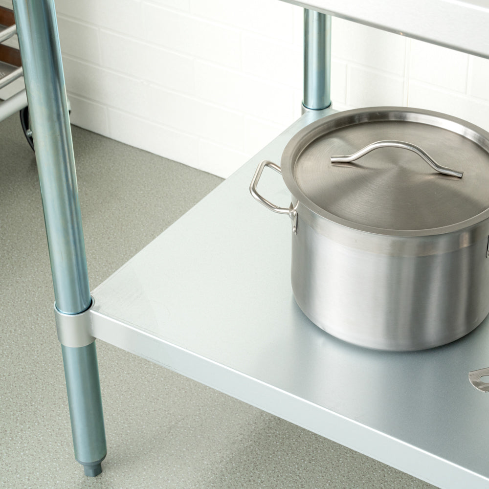 Kitchen Tek 18-Gauge 304 Stainless Steel Commercial Work Table - Heavy Duty, Galvanized Legs, Undershelf - 30" x 60" - 1 count box