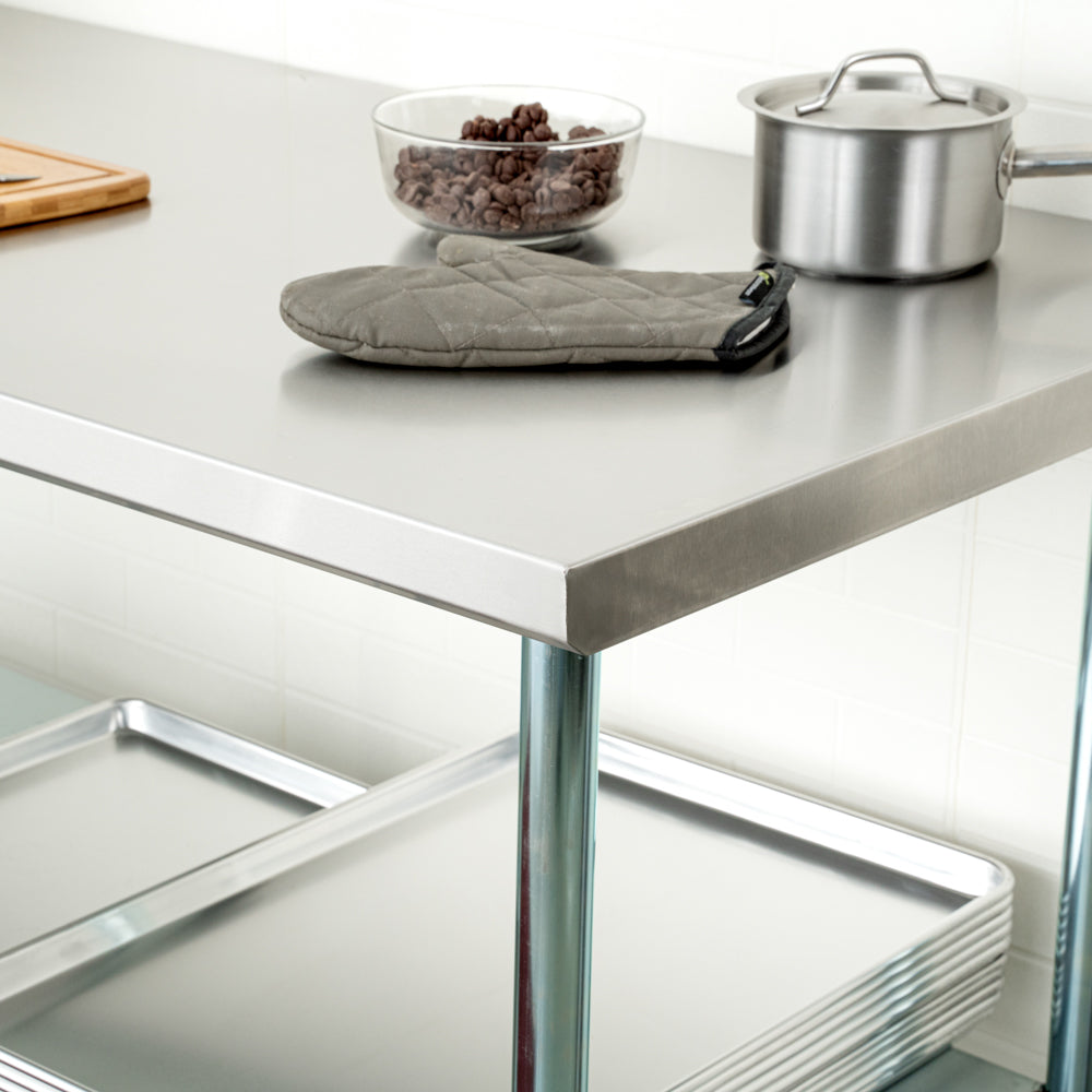 Kitchen Tek 18-Gauge 304 Stainless Steel Commercial Work Table - Heavy Duty, Galvanized Legs, Undershelf - 30" x 72" - 1 count box
