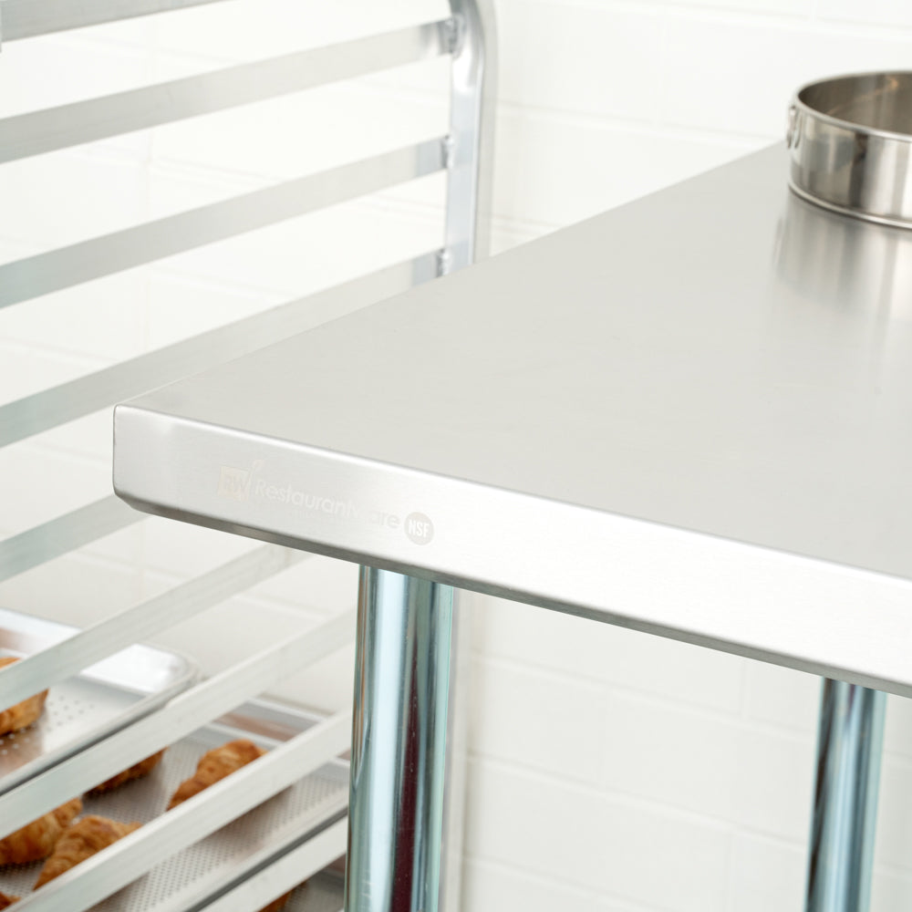 Kitchen Tek 18-Gauge 304 Stainless Steel Commercial Work Table - Heavy Duty, Galvanized Legs, Undershelf - 30" x 72" - 1 count box