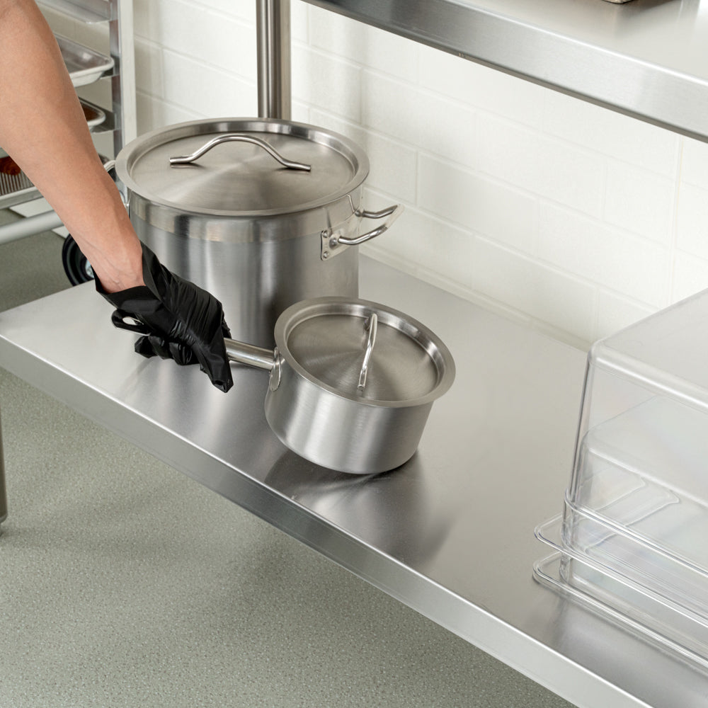 Kitchen Tek 16-Gauge 304 Stainless Steel Commercial Work Table - Medium Duty, 4" Backsplash, Undershelf - 24" x 60" - 1 count box