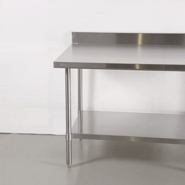 Kitchen Tek 16-Gauge 304 Stainless Steel Commercial Work Table - Medium Duty, 4" Backsplash, Undershelf - 30" x 48" - 1 count box