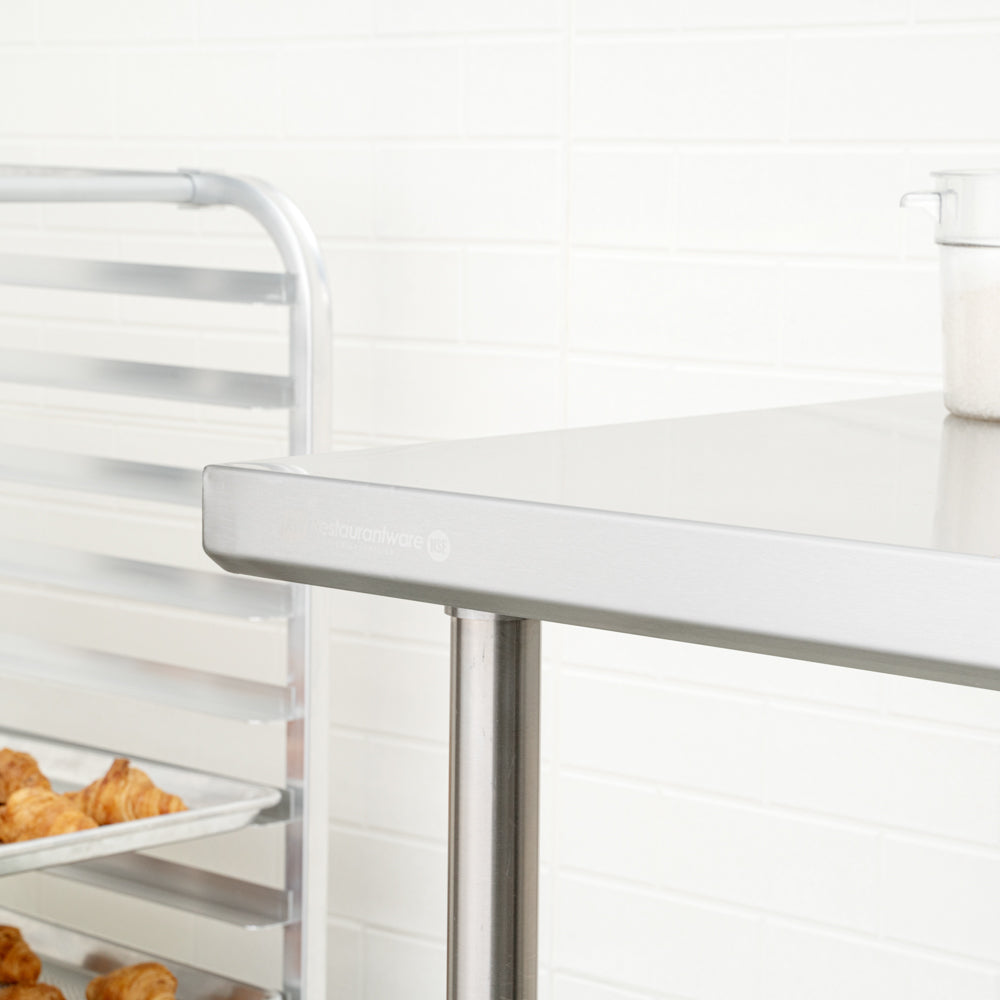 Kitchen Tek 16-Gauge 304 Stainless Steel Commercial Work Table - Medium Duty, 4" Backsplash, Undershelf - 30" x 48" - 1 count box